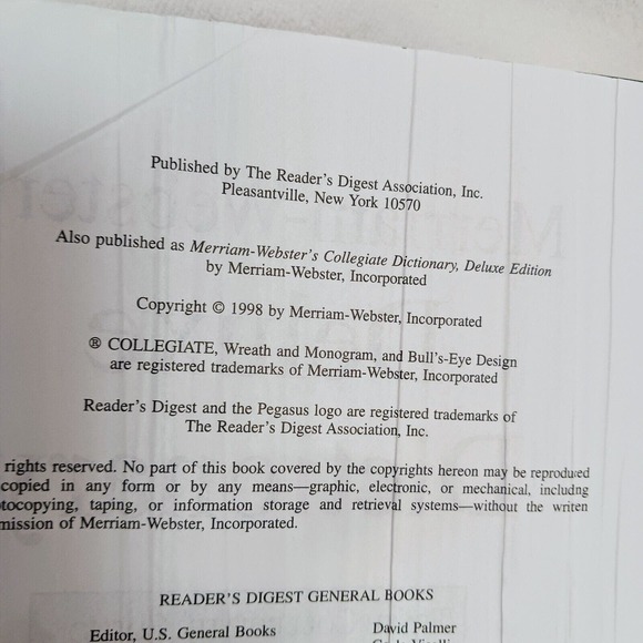 Merriam Webster's Deluxe Dictionary SIDE TABS Tenth Collegiate Edition Hardcover - Picture 15 of 16